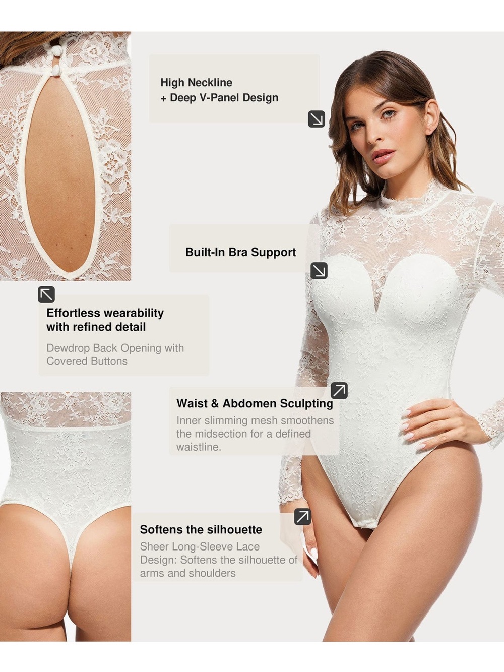 Lace Sculpting Bodysuit/Shapewear Style - Picture 7 of 9